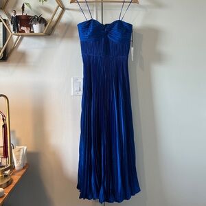 AMUR Pleated Strapless Belle Midi Dress